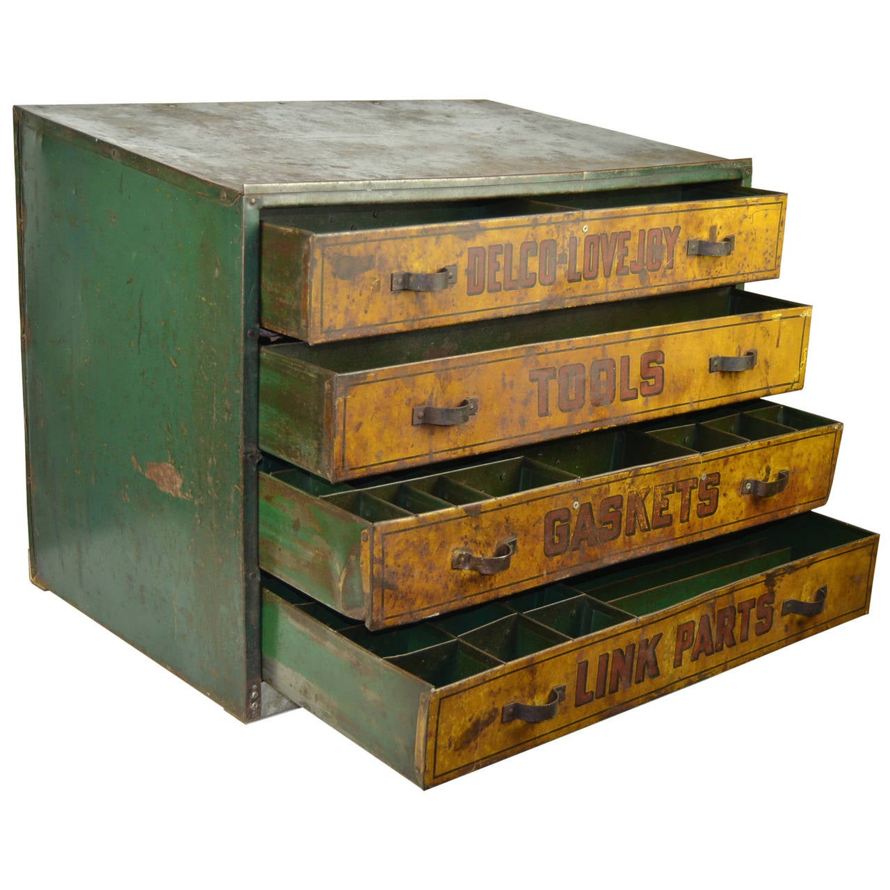 Antique Industrial Metal Garage Toolbox For Sale at 1stdibs