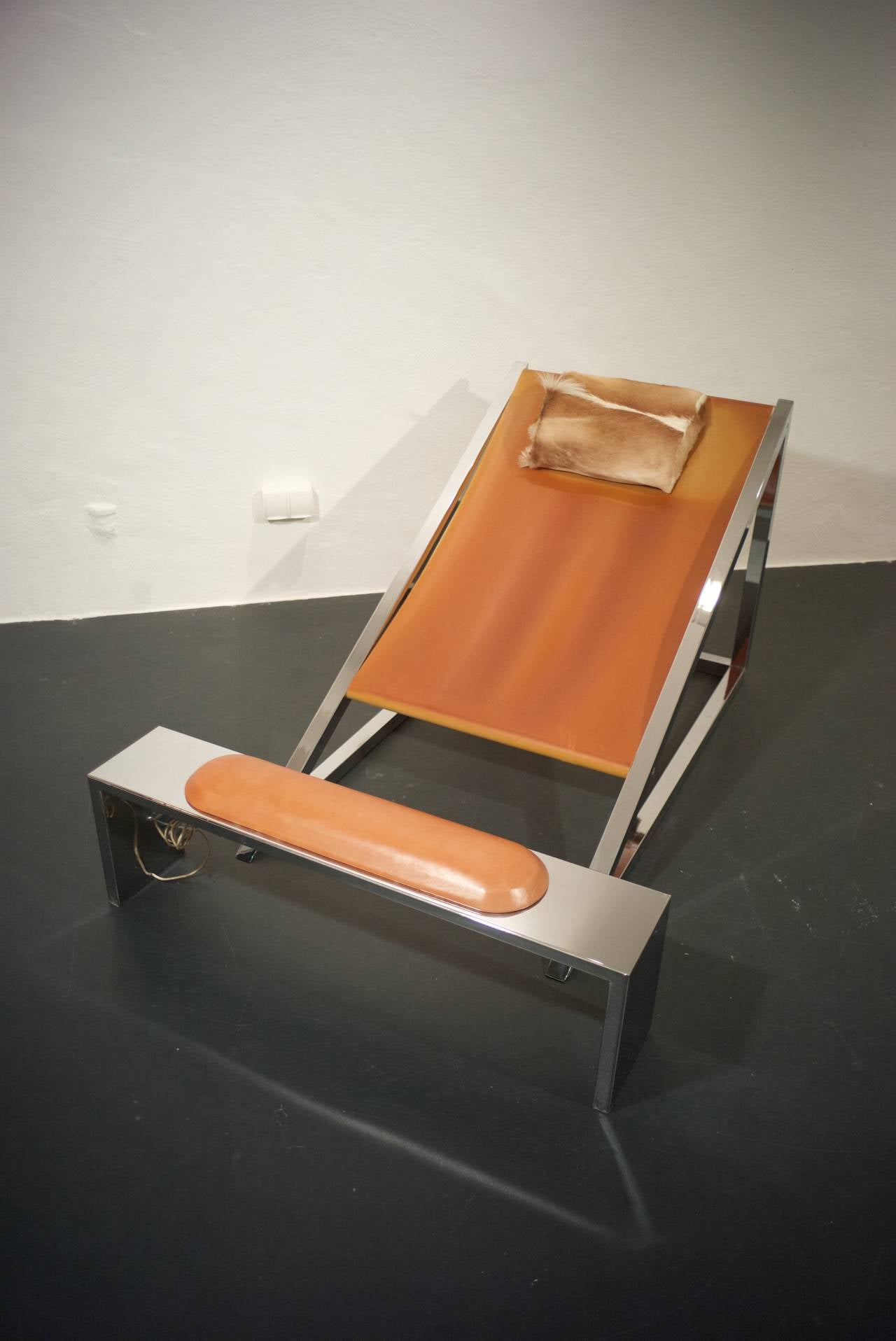 Pair of 'Mies' Lounge Chairs by Archizoom Associati with Illuminated Footstool