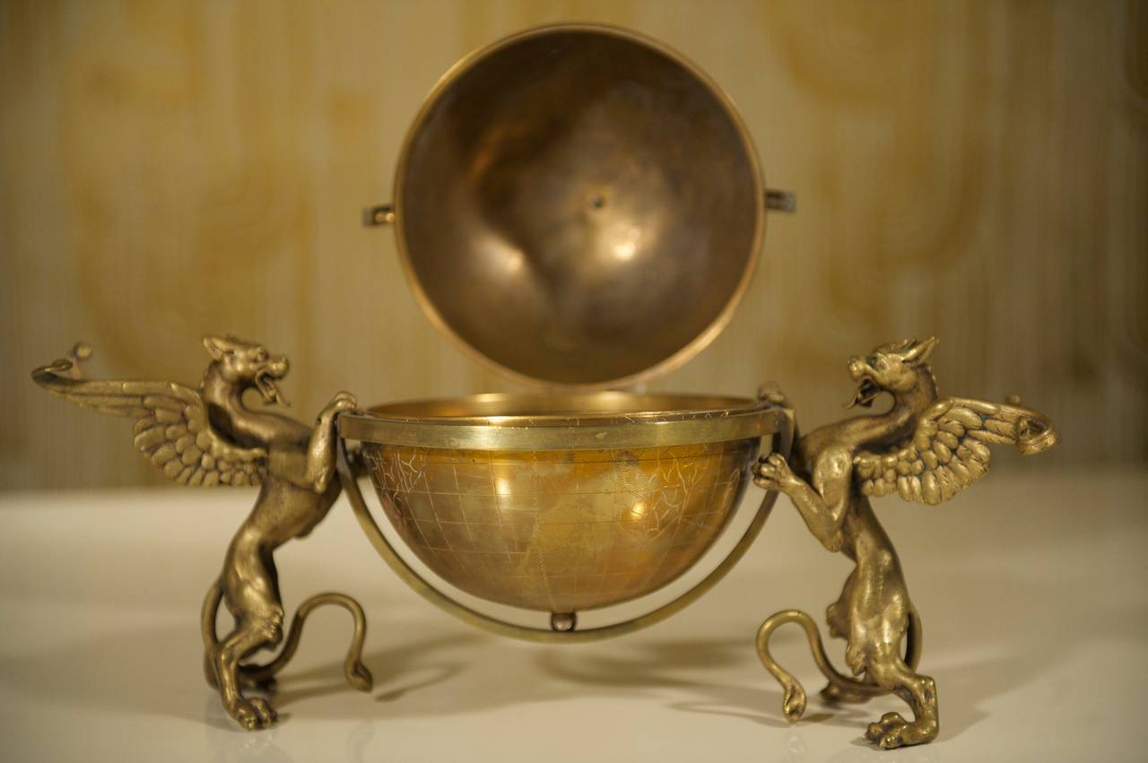 Etched Unique Brass Decorative Box, circa 1950s For Sale
