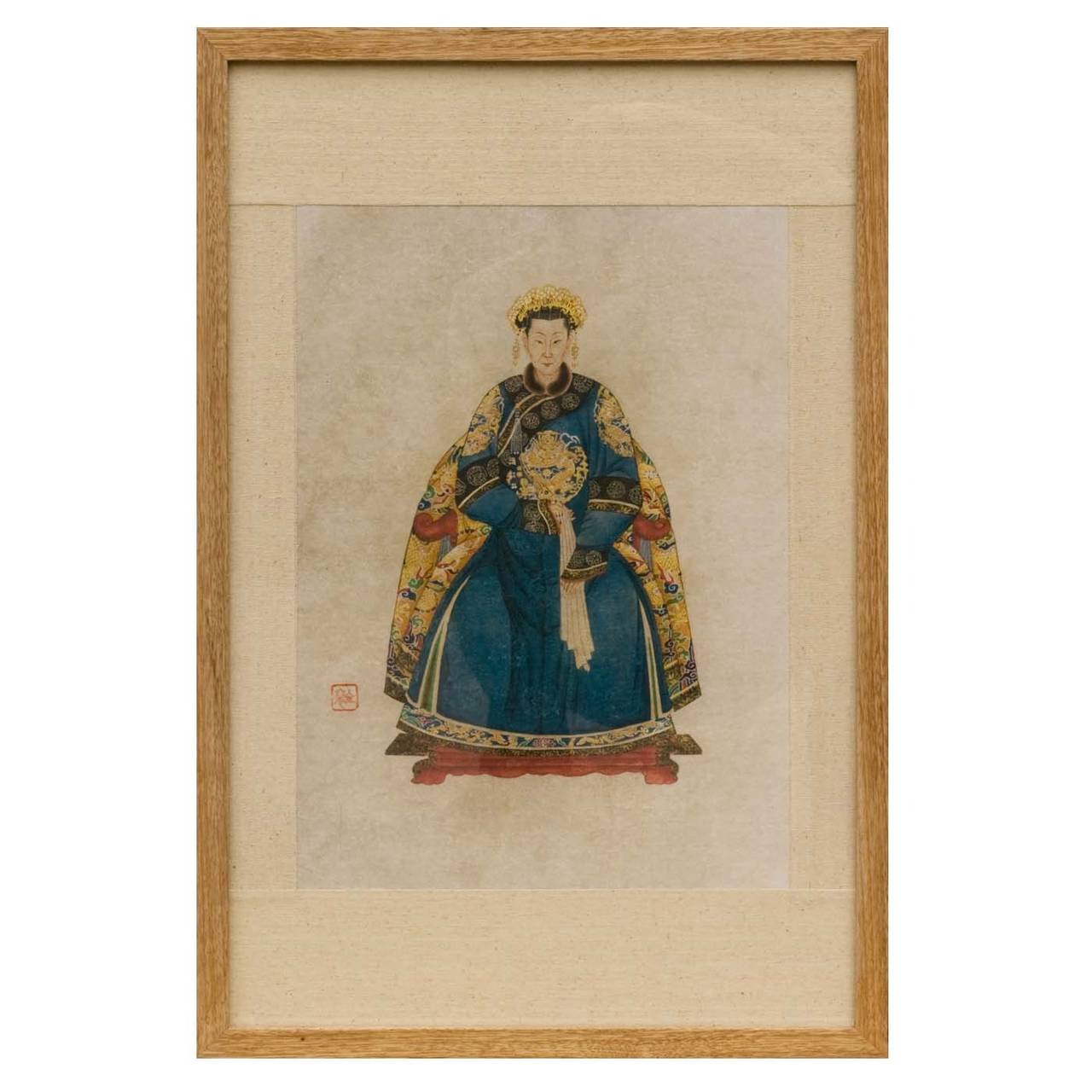 Qing Pair of Chinese Ancestor Paintings For Sale