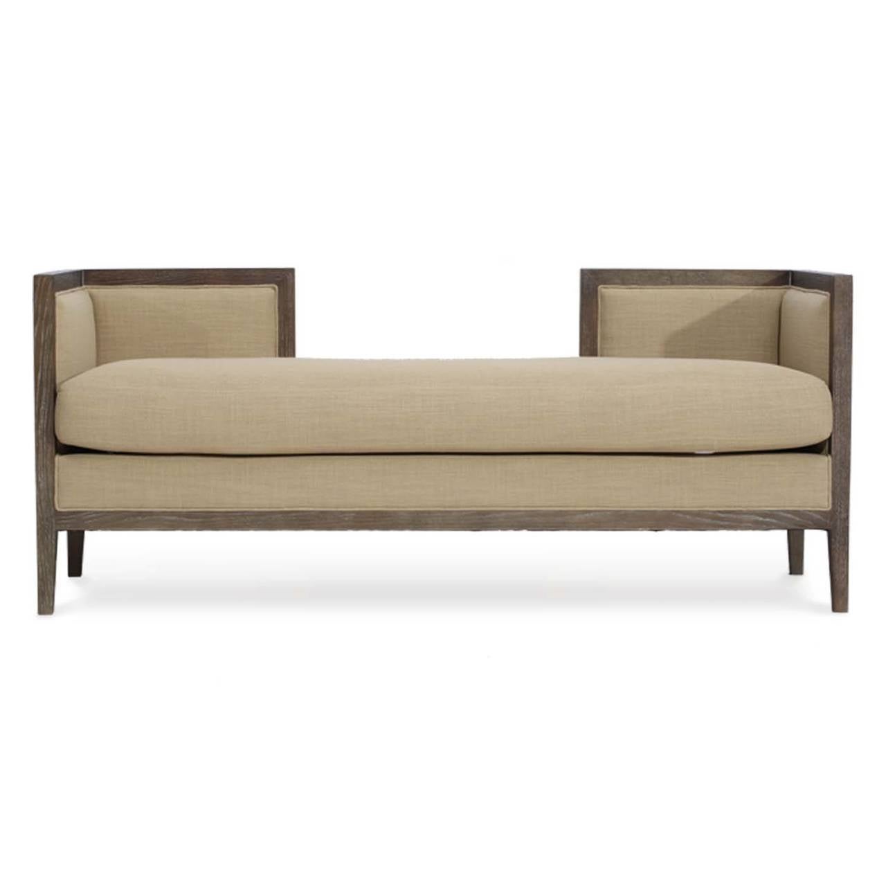 40's inspired Open Back Settee, we created to accent the foot of your Bed, or float in any Room. The open design allows to see more of your Bed or other details and gives a lighter feel to any Room. The Frame is made out of our solid Hardwood.
This