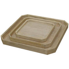 Set of Three Wooden Art Trays or Vide-Poche