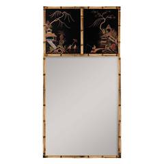 Large Trumeau Mirror with Chinoiserie Lacquer Panels