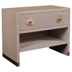 Natural Linen Lacquer Side Table