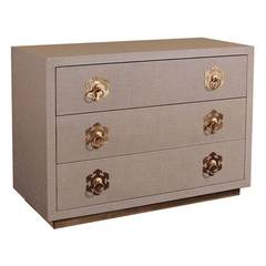 Natural Linen Lacquer Chest of Drawers