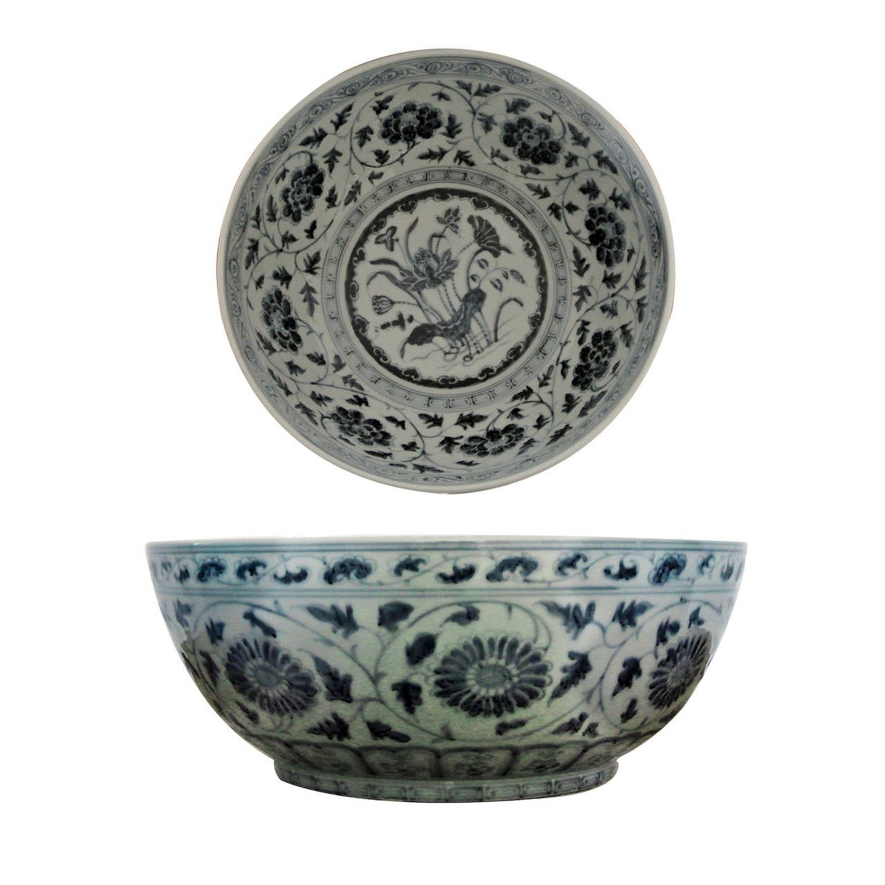 Blue and White Porcelain Accent Bowl in Ming Style