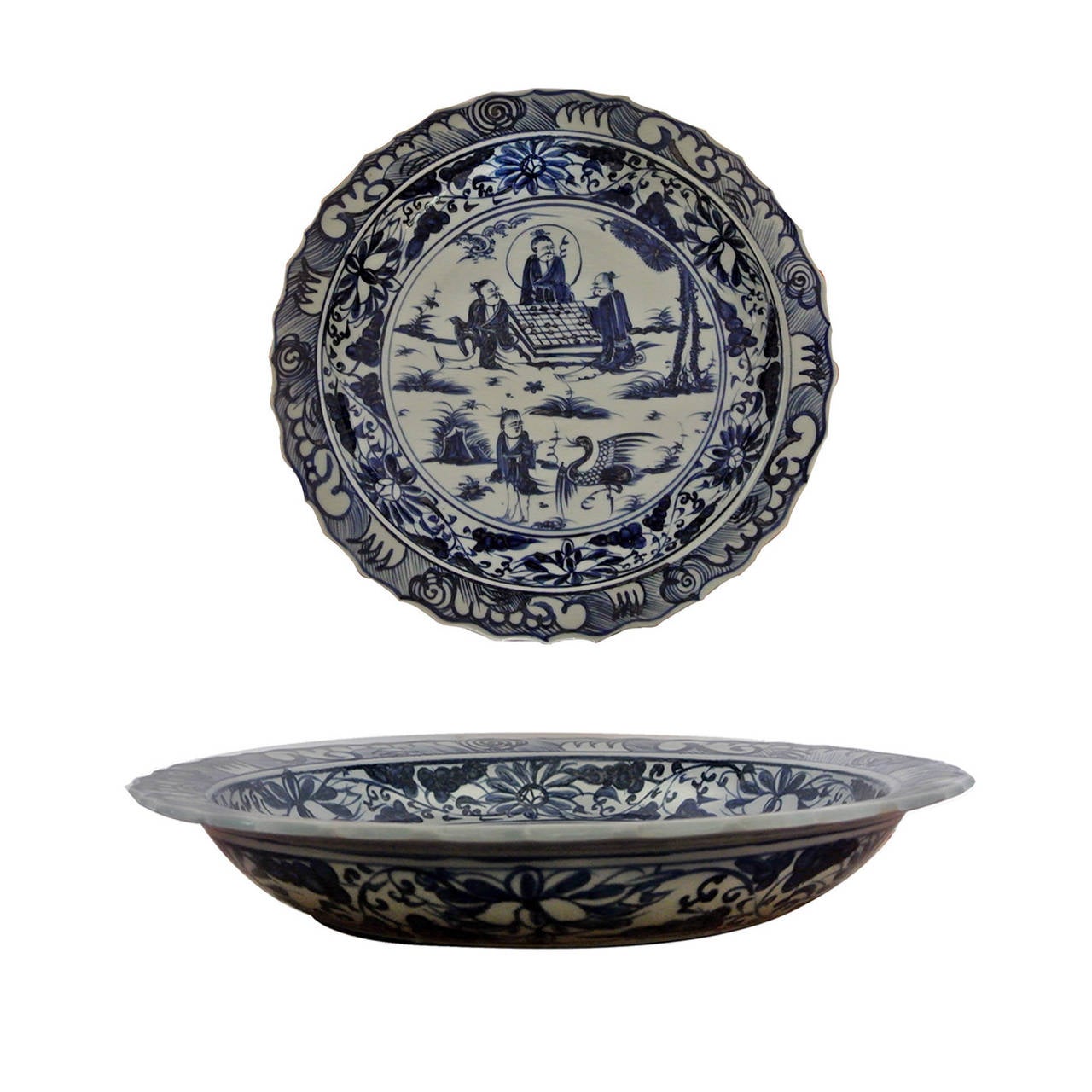 Blue and White Porcelain Charger Plate in Ming Style