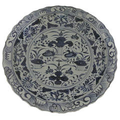 Blue and White Porcelain Charger Plate In Ming Style