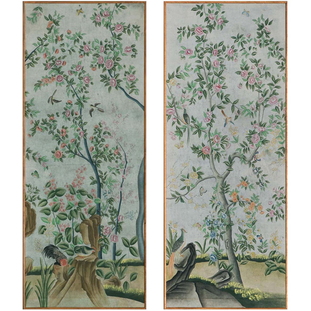 Pair of One-of-a-Kind Chinoiserie Panels at 1stDibs