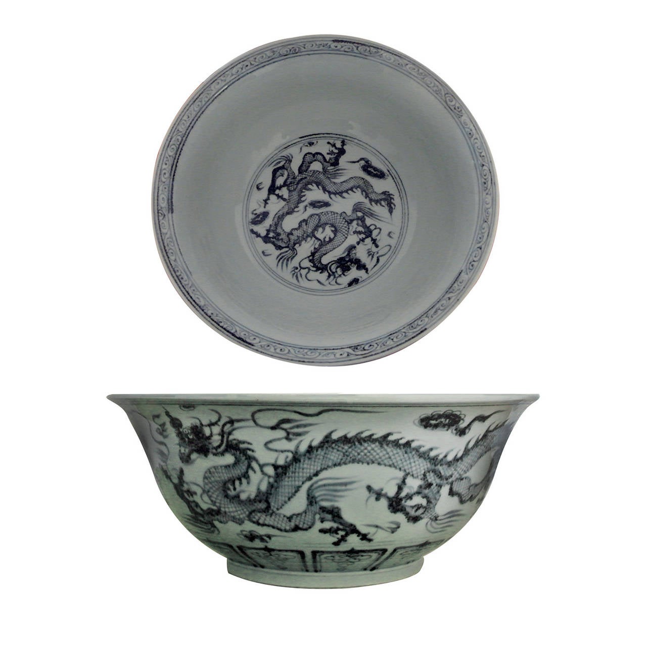 Accent Bowl in Blue and White Porcelain Hand-Painted in Style of the Ming Period. Please note that this Bowl is only for Decorative Purpose and should not be used to serve Food.
