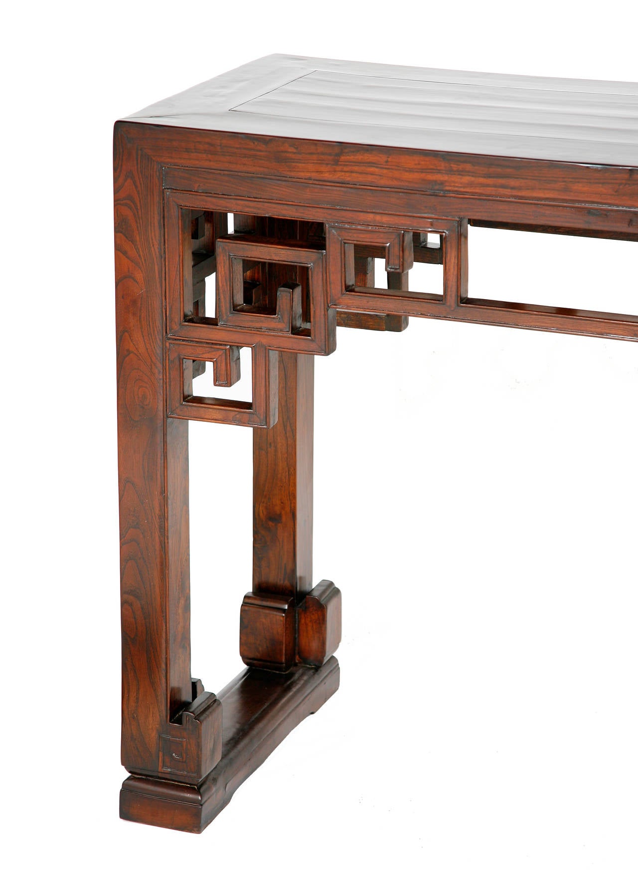 Long Antique Chinese Table or Console, Fret Openwork, Chinoiserie, Ming