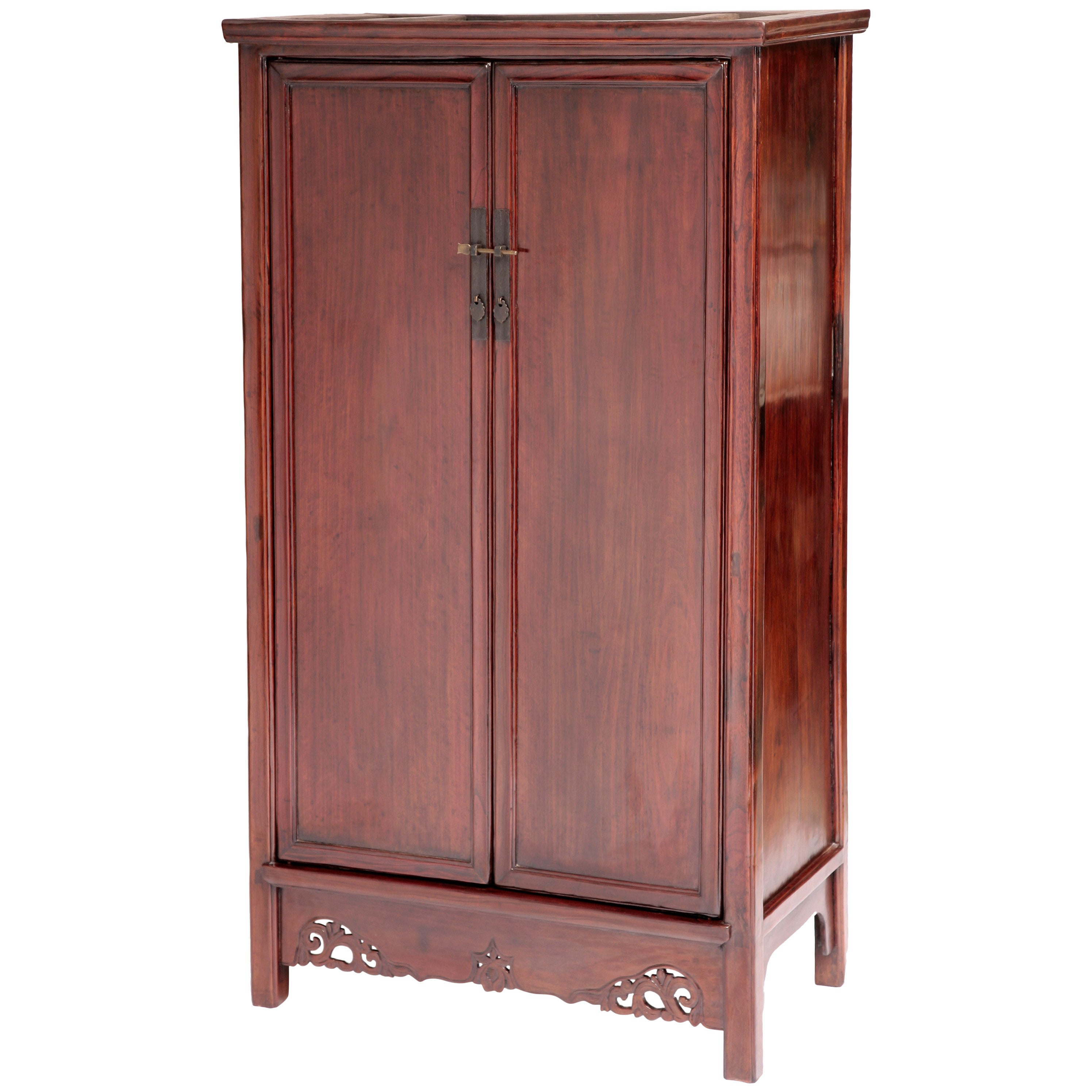 19th Century Chinese Cedar (Nan Mu) Tapered Round Corner Cabinet, Ming Style