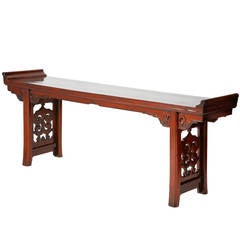 Antique 19th C. Chinese Altar Table / Console, Ruyi Open-Carving, Ming Style