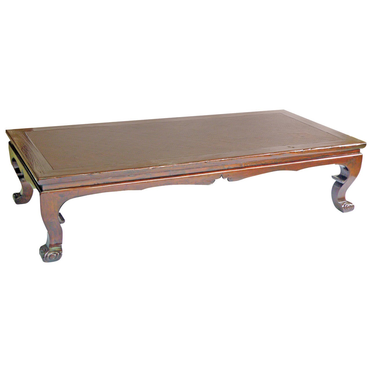 Large Antique Day Bed, Low Table or Coffee Table with Cabriole Legs