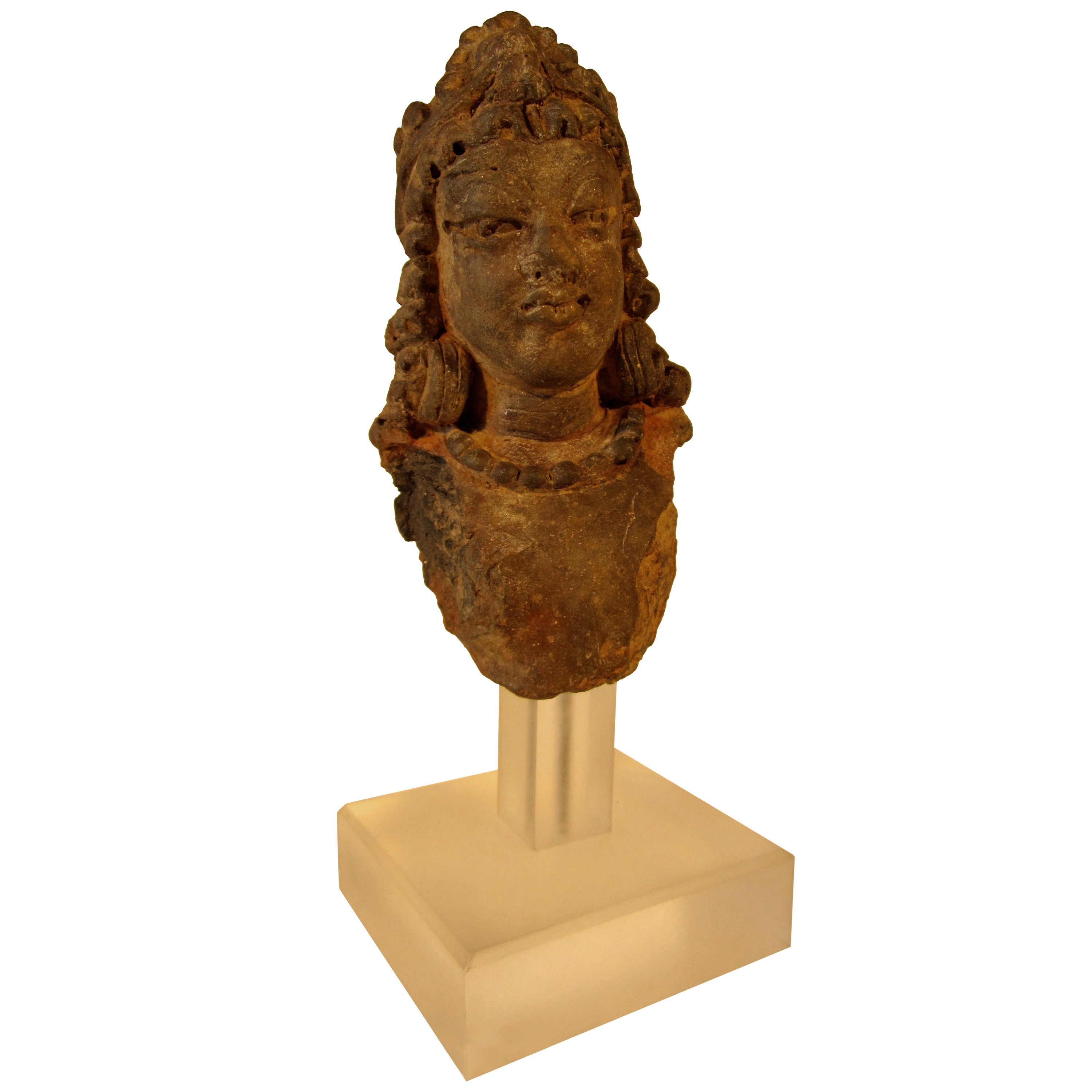 Indian Terracotta Male Deity Head