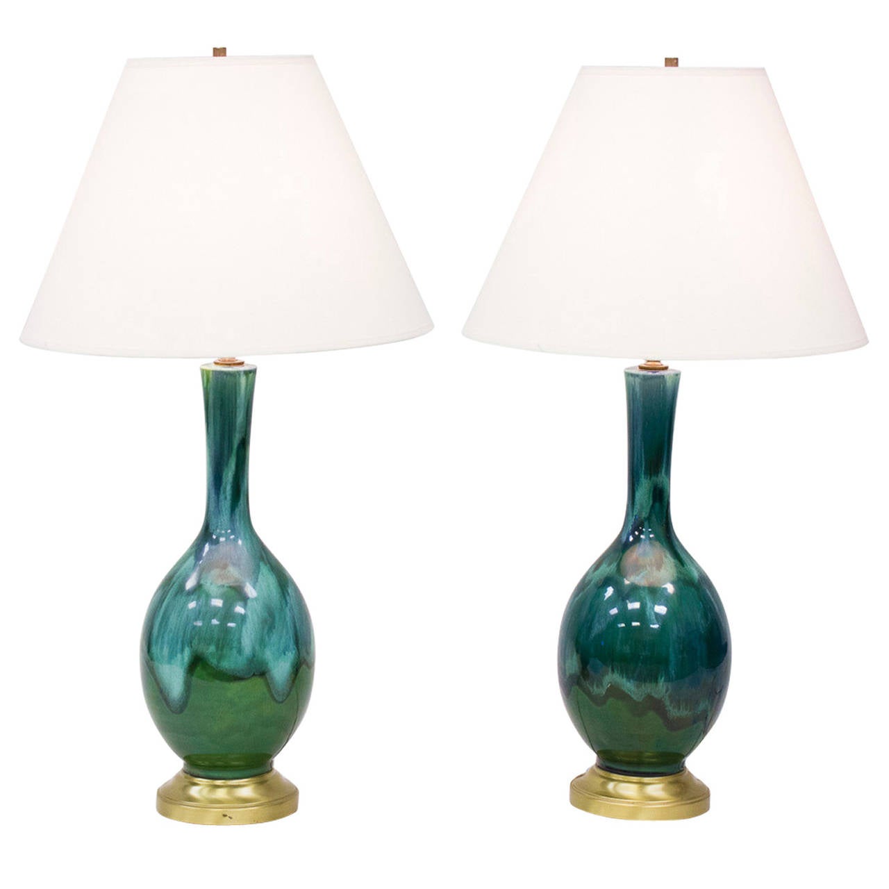 Pair of MidCentury DripGlaze Table Lamps at 1stDibs vintage drip