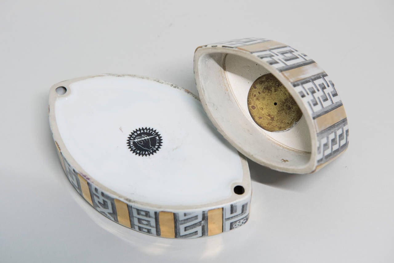 Glazed Ashtray and Lighter by Piero Fornasetti
