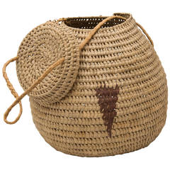 Vintage Lidded African Basket