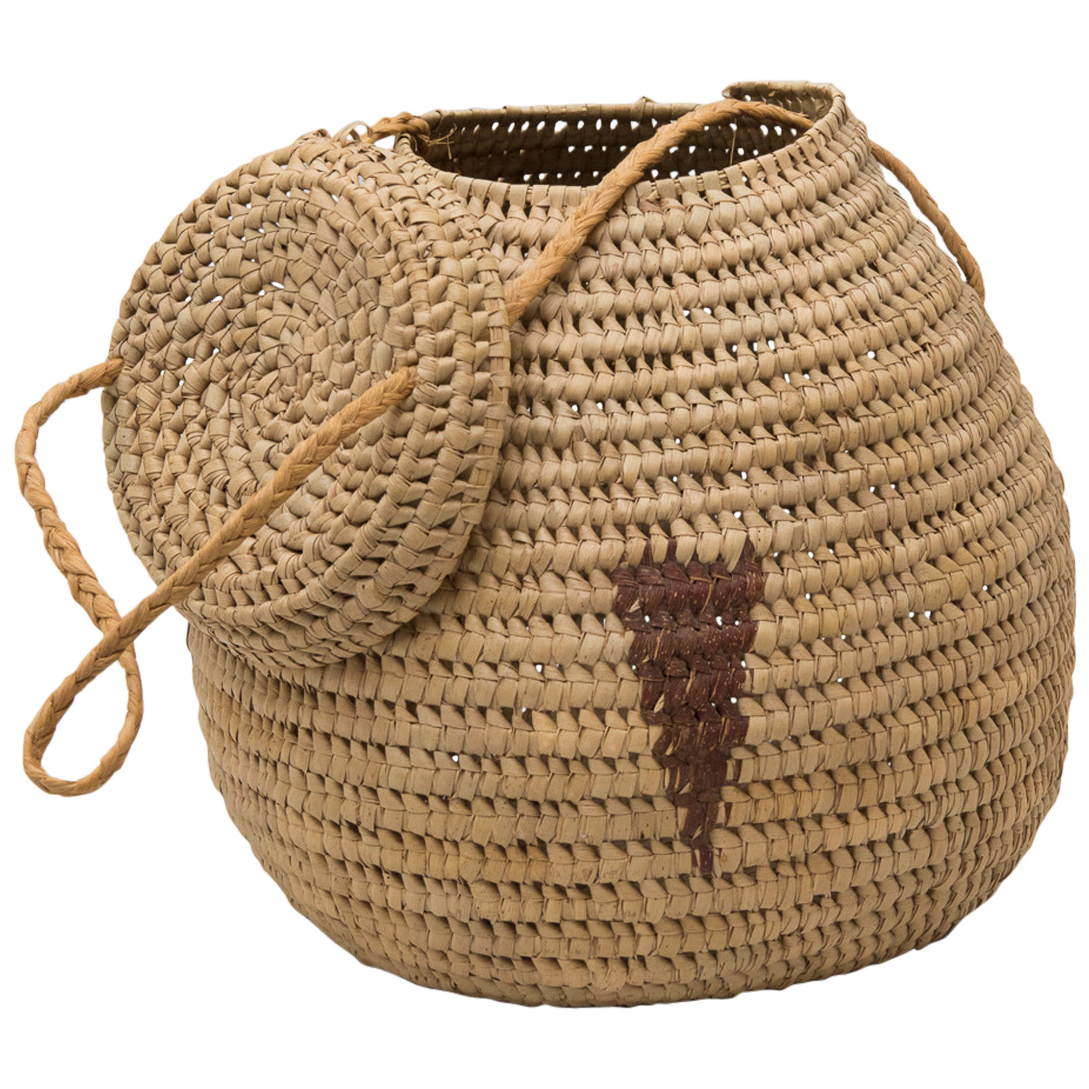 Vintage Lidded African Basket For Sale