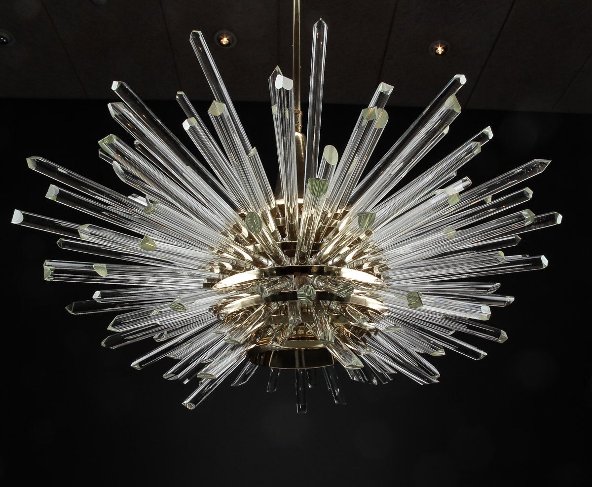 A miracle Sputnik chandelier, by Prof. Friedl Bakalowitz,
1960s, crystal glass and gilded brass.