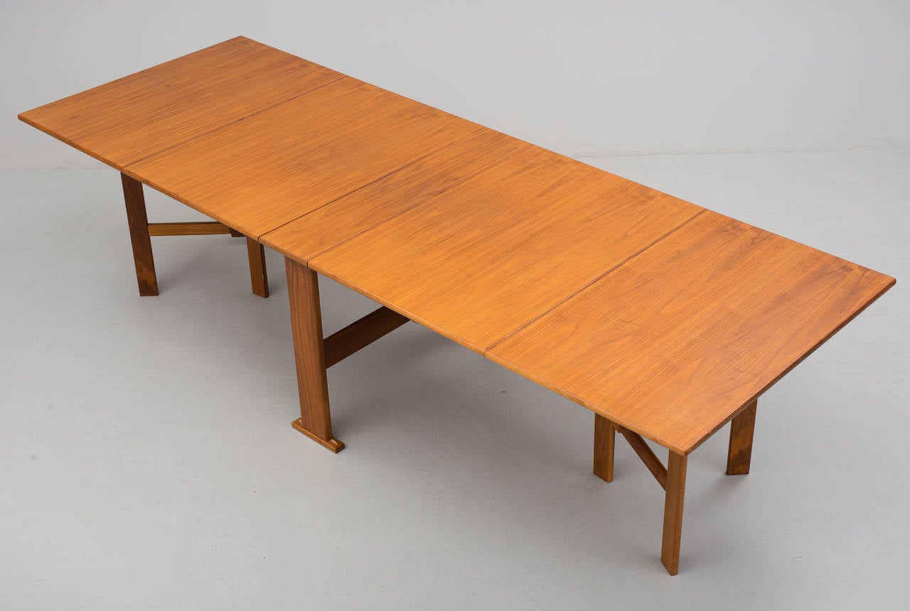 1960s Drop-Leaf Table in Solid Walnut