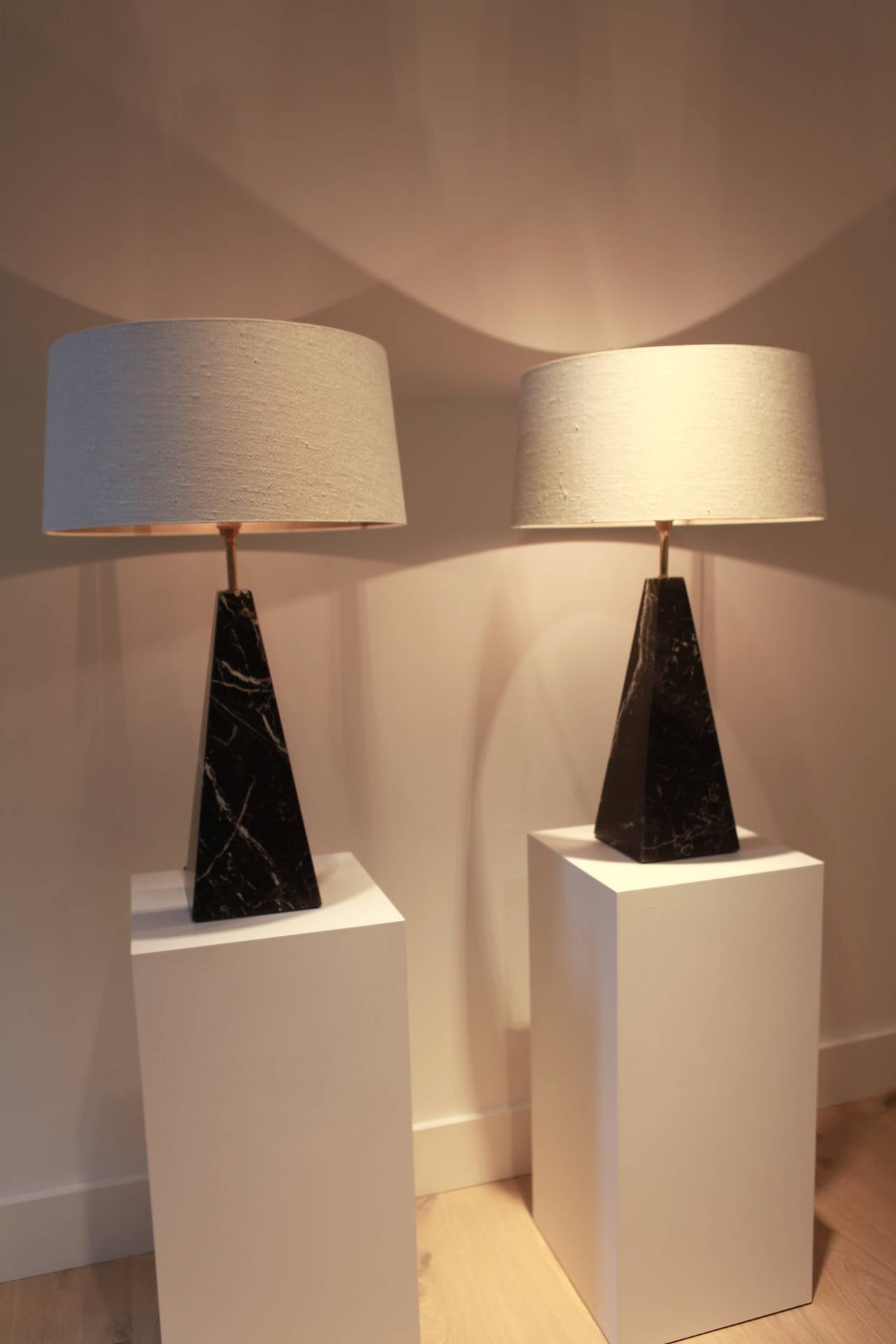 Black Obelisk Table Lamps, Italy, 1970s