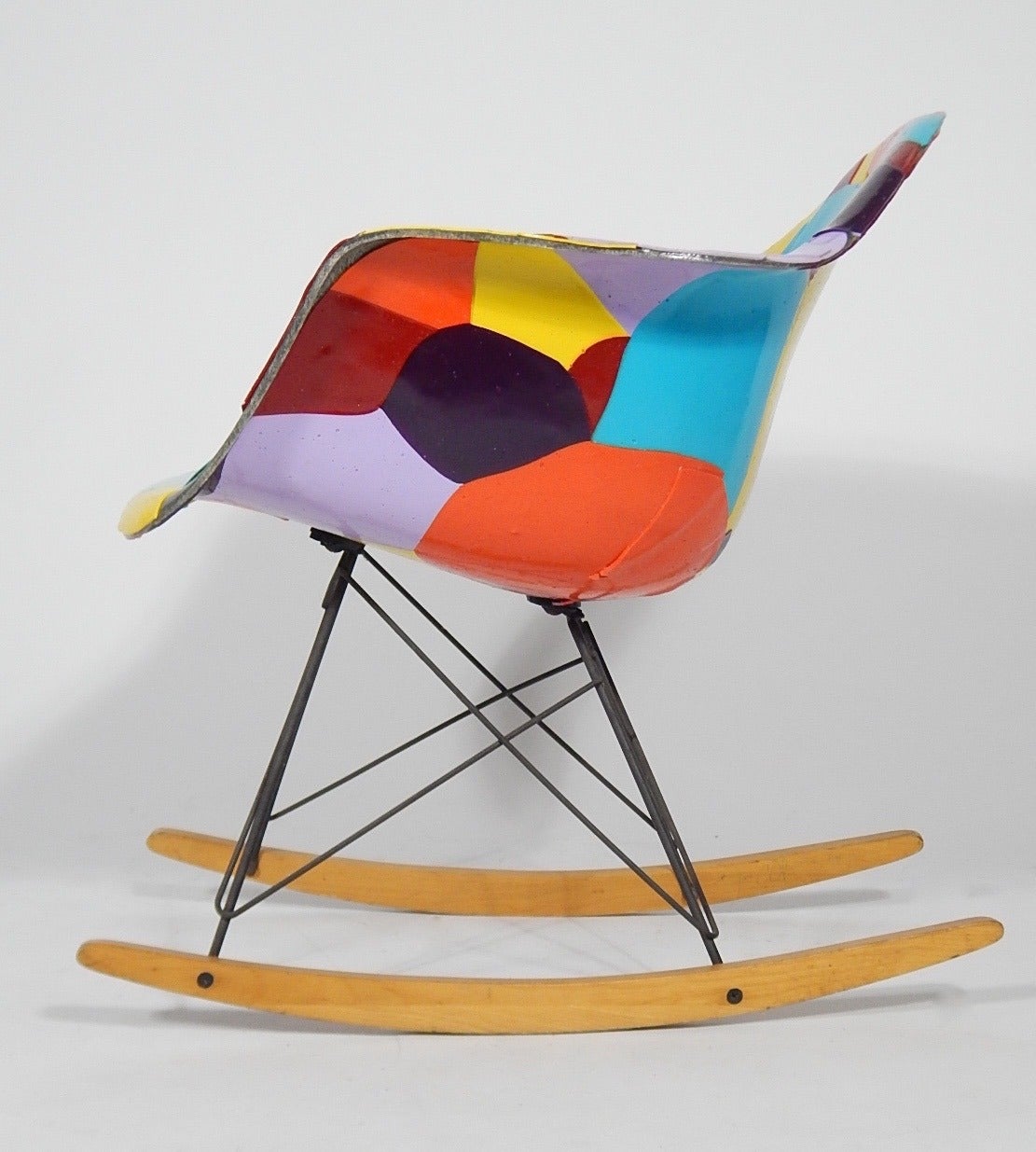 Mid-Century Modern Early Eames 1950s Rocker Updated by Artist Jim Oliveira For Sale