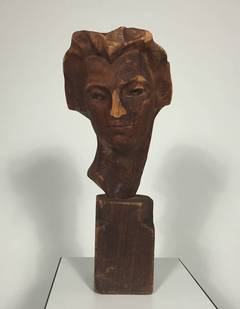Signed Carved Wood Bust by Seth Hirsch, circa 1950