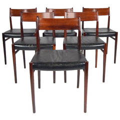 Niels O Möller Rosewood and Leather Dining Chairs, Denmark, 1960s