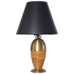 Russel Wright Spun Brass and Bamboo Table Lamp, 1930s