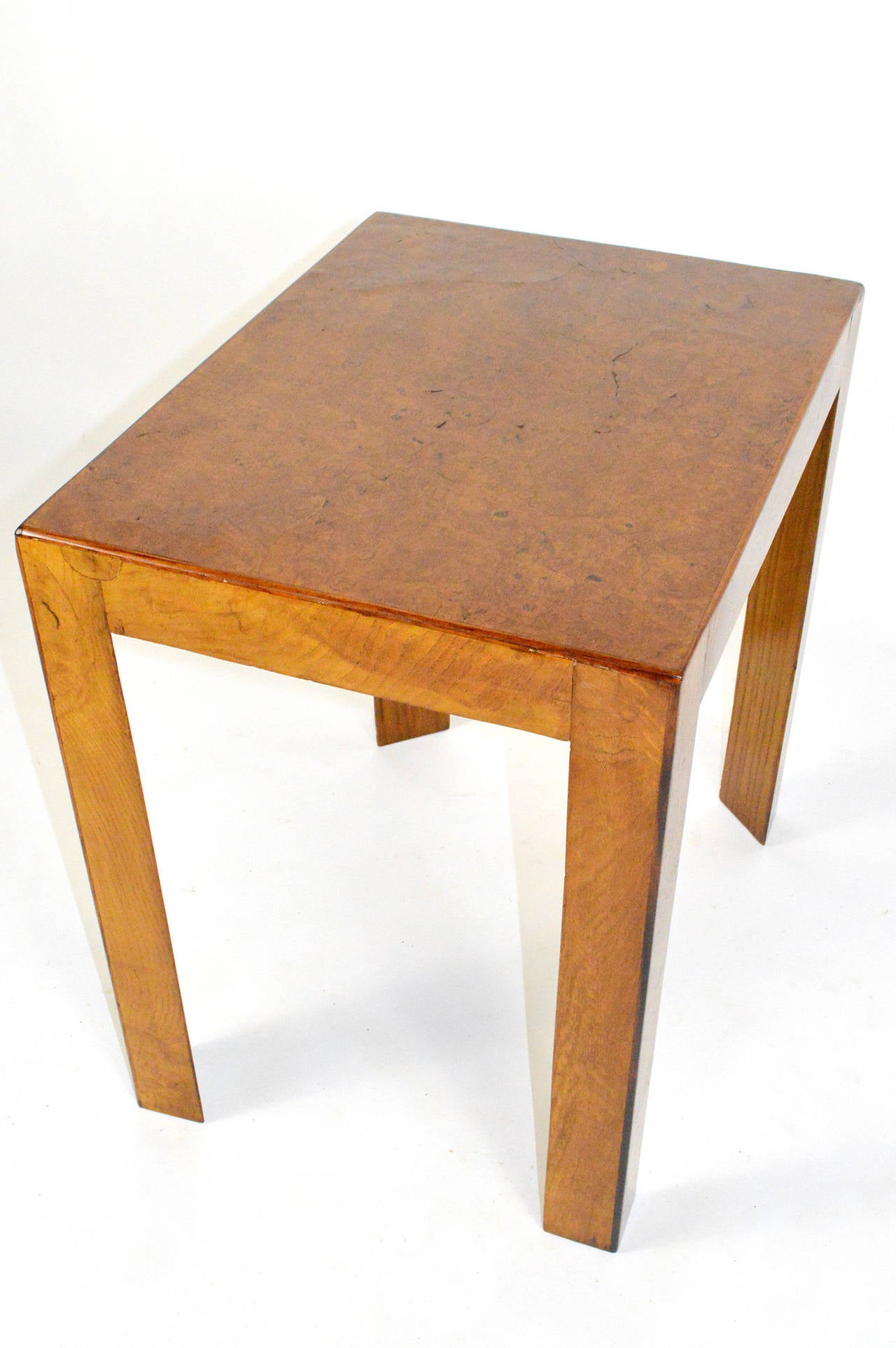 20th Century Mid-Century Burled Wood Side Table For Sale