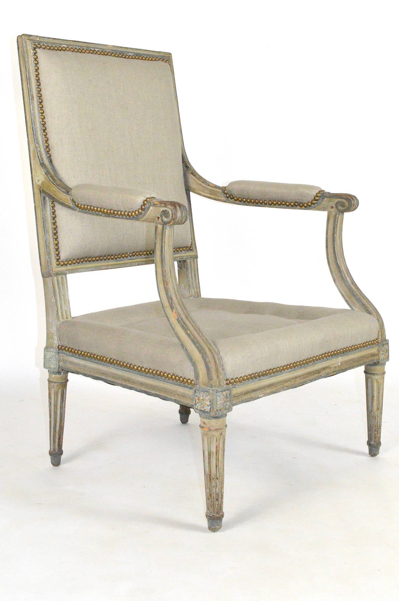 Pair of 18th Century French Louis XVI Painted Bergères For Sale 5