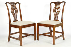Set of Six English Chippendale Style Carved Mahogany Side Chairs