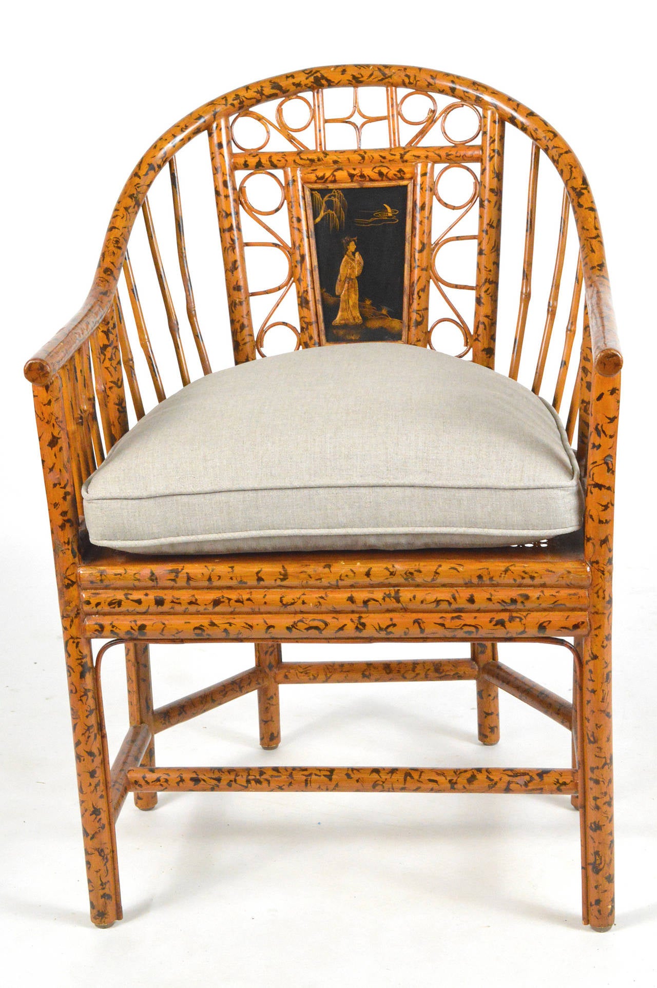 Pair of Bamboo Chinese Export Style Brighton Pavillion Chairs In Good Condition In Atlanta, GA