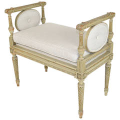 Antique French Louis XVI Style Painted Vanity Bench or Window Seat