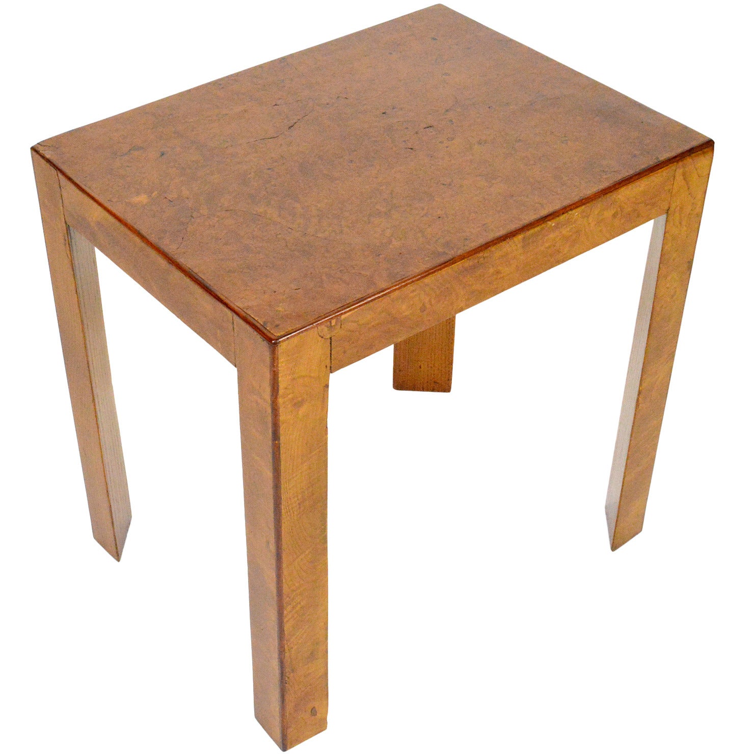 Mid-Century Burled Wood Side Table For Sale