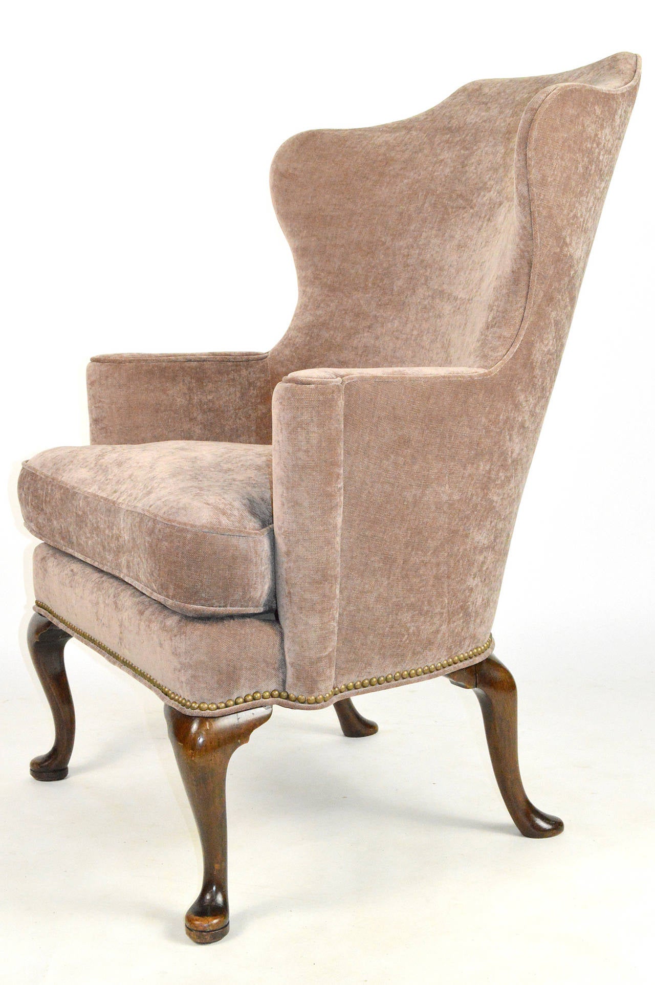 20th Century George II Style Walnut Wing Chair For Sale