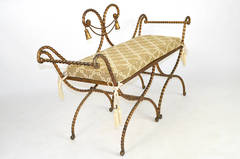 20th Century Italian Hollywood Regency Style Rope and Tassel Bench