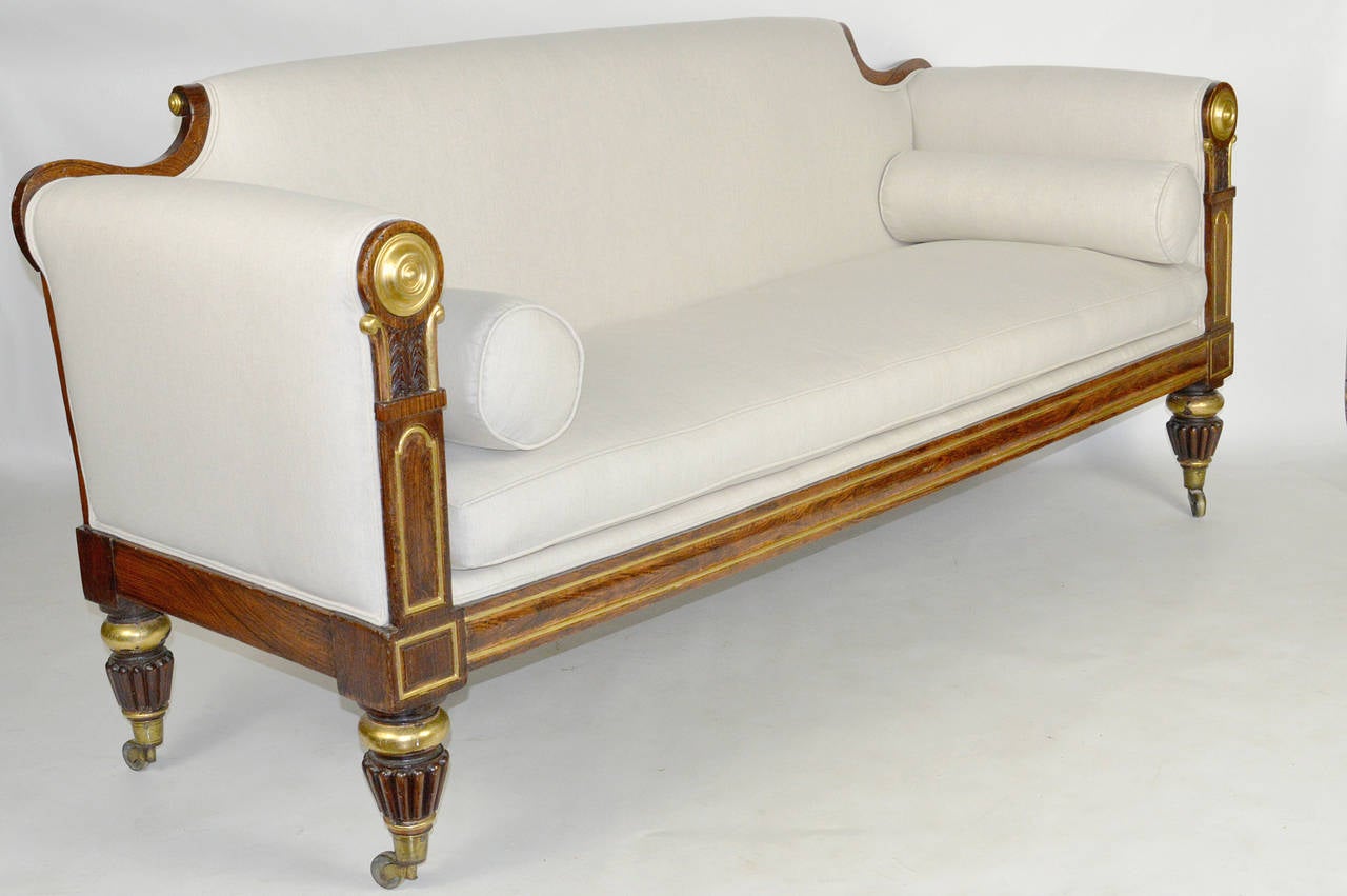 19th Century Regency Rosewood Partial Gilt Sofa