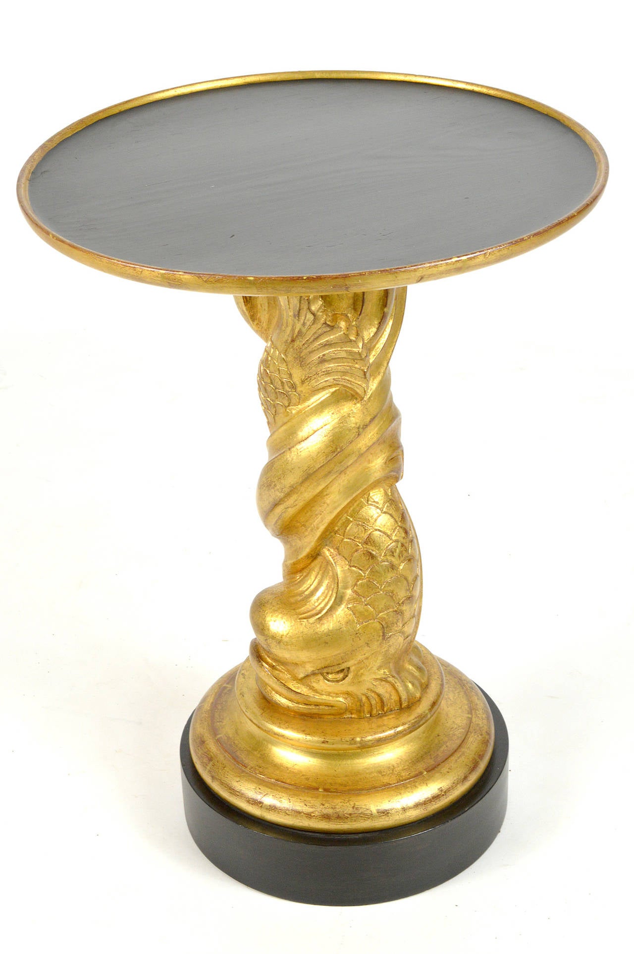 Hollywood Regency Style Pair of Carved Giltwood Side Tables For Sale 2