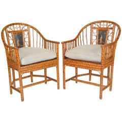 Pair of Bamboo Chinese Export Style Brighton Pavillion Chairs