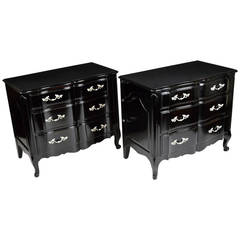 Pair of Black Lacquered Mid-20th Century Chests