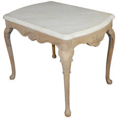 English Limed Oak Marble-Top Side Table