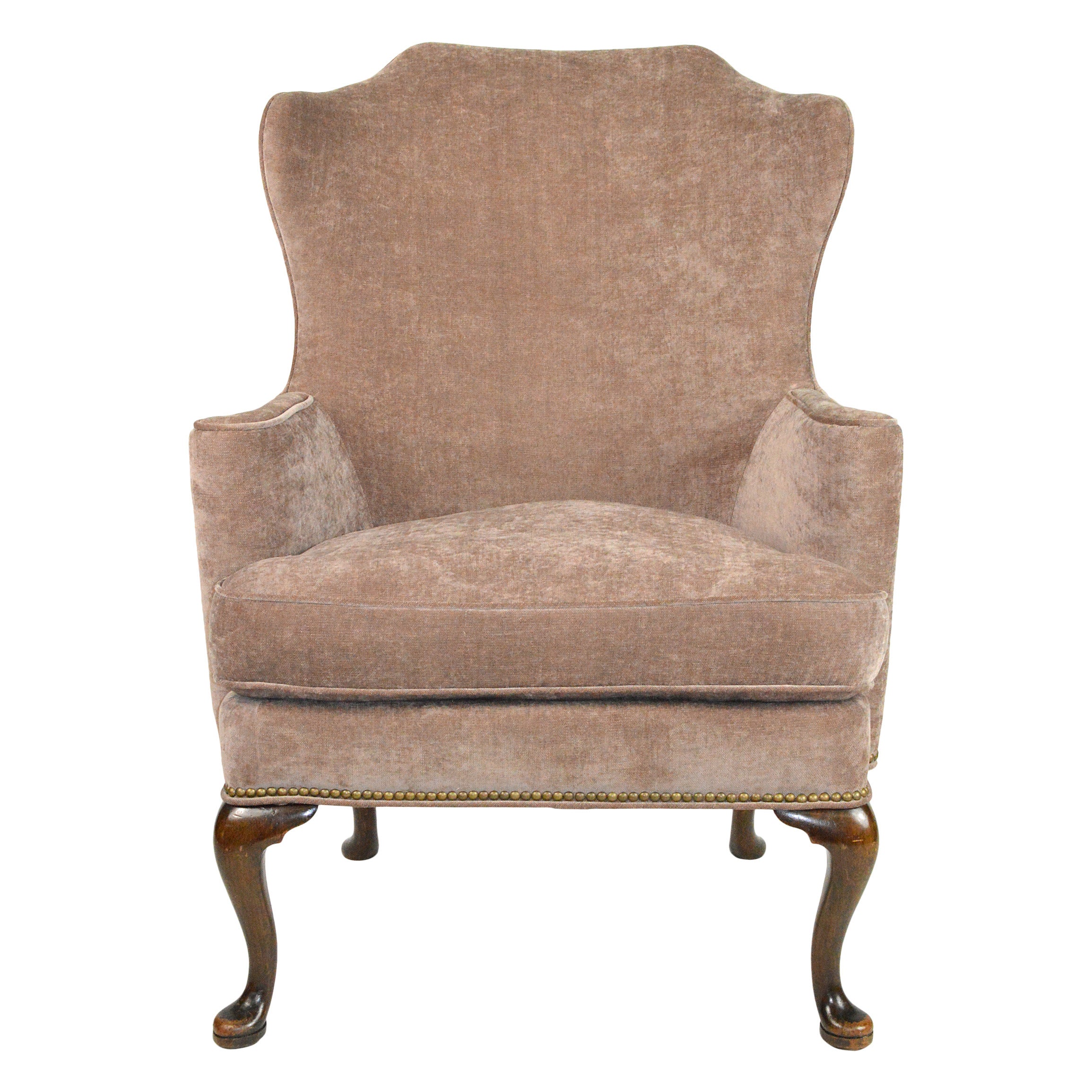 George II Style Walnut Wing Chair For Sale