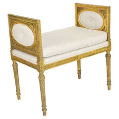 French Louis XVI Style Giiltwood Vanity Bench or Window Seat