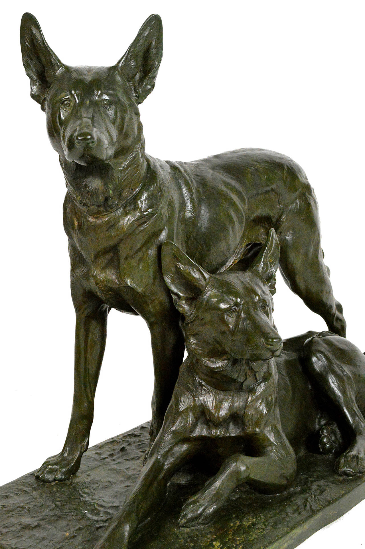 French Bronze German Shepherds Grouping by Charles Paillet For Sale