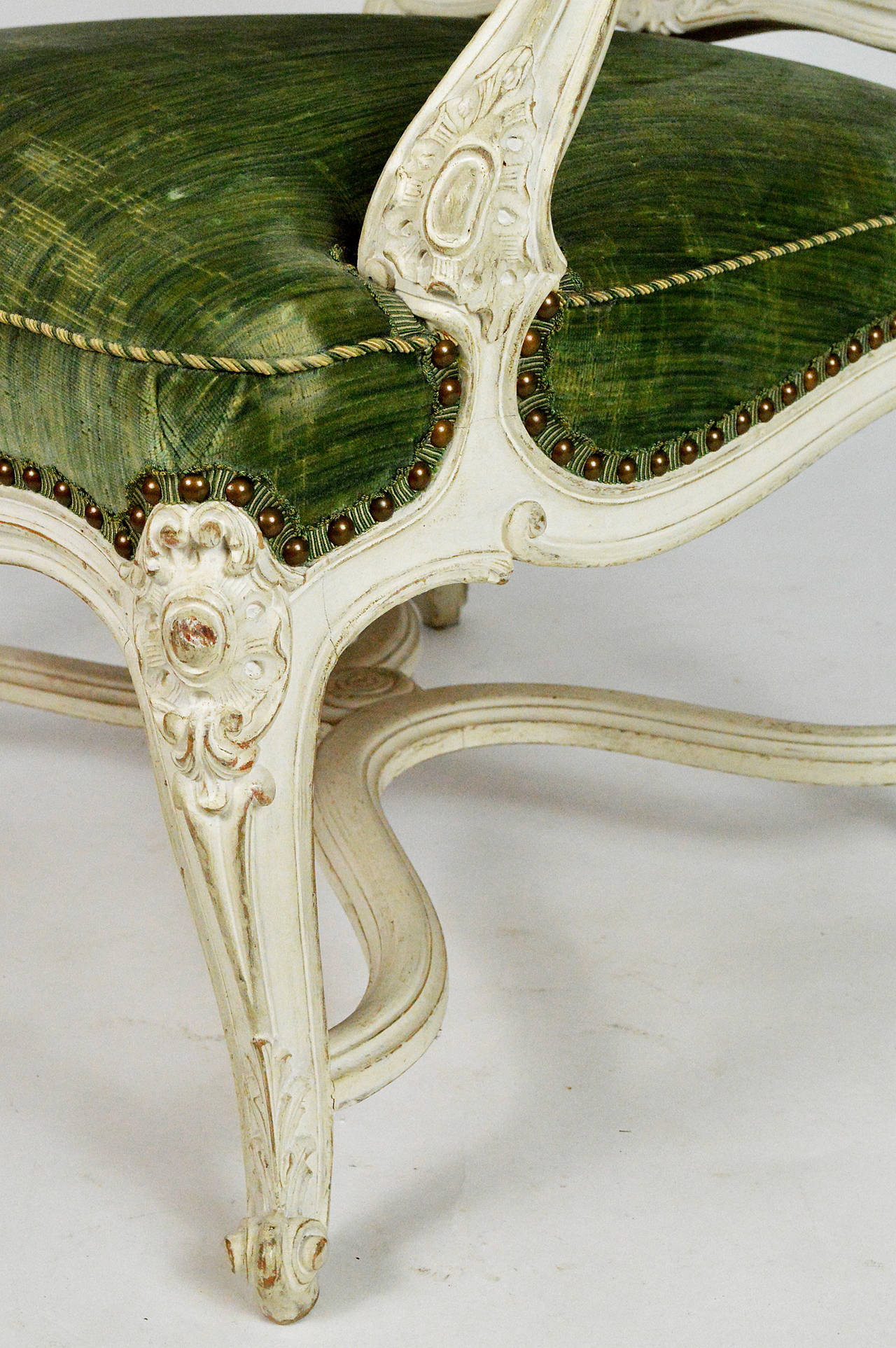Fine Pair of Louis XV Style Painted Chairs For Sale 1