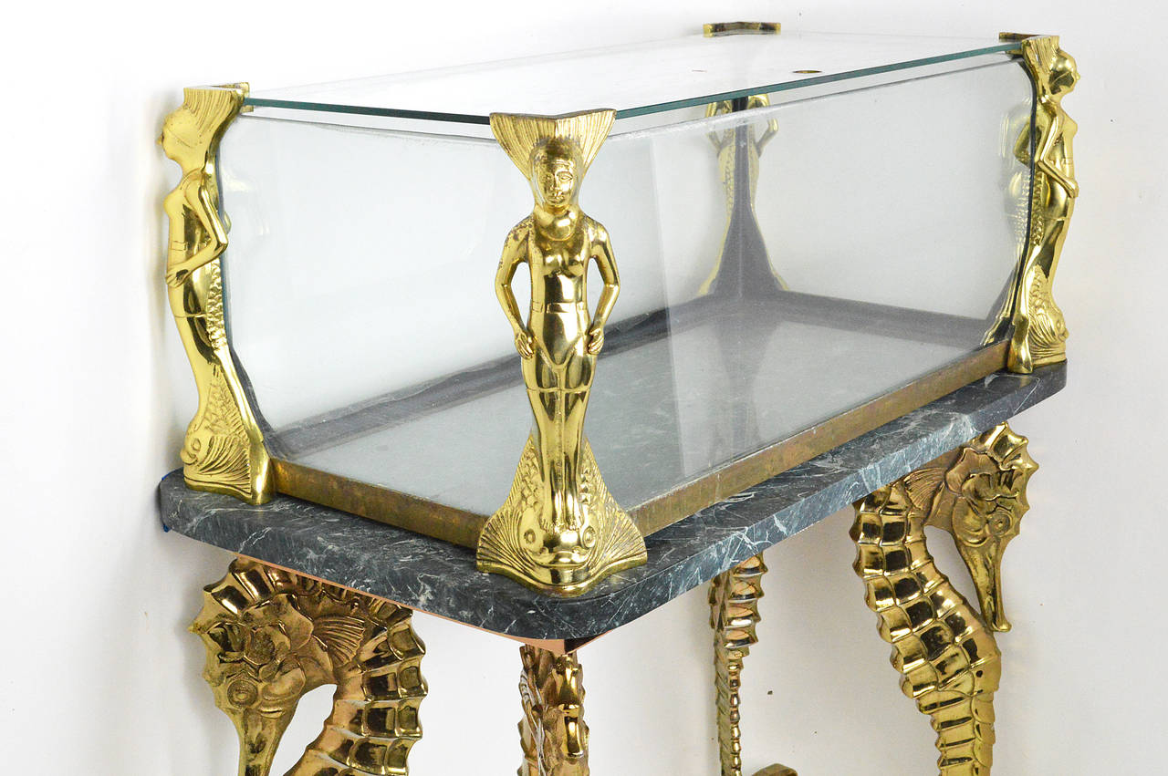 Art Deco Style Brass Aquarium with Seahorse Base at 1stdibs