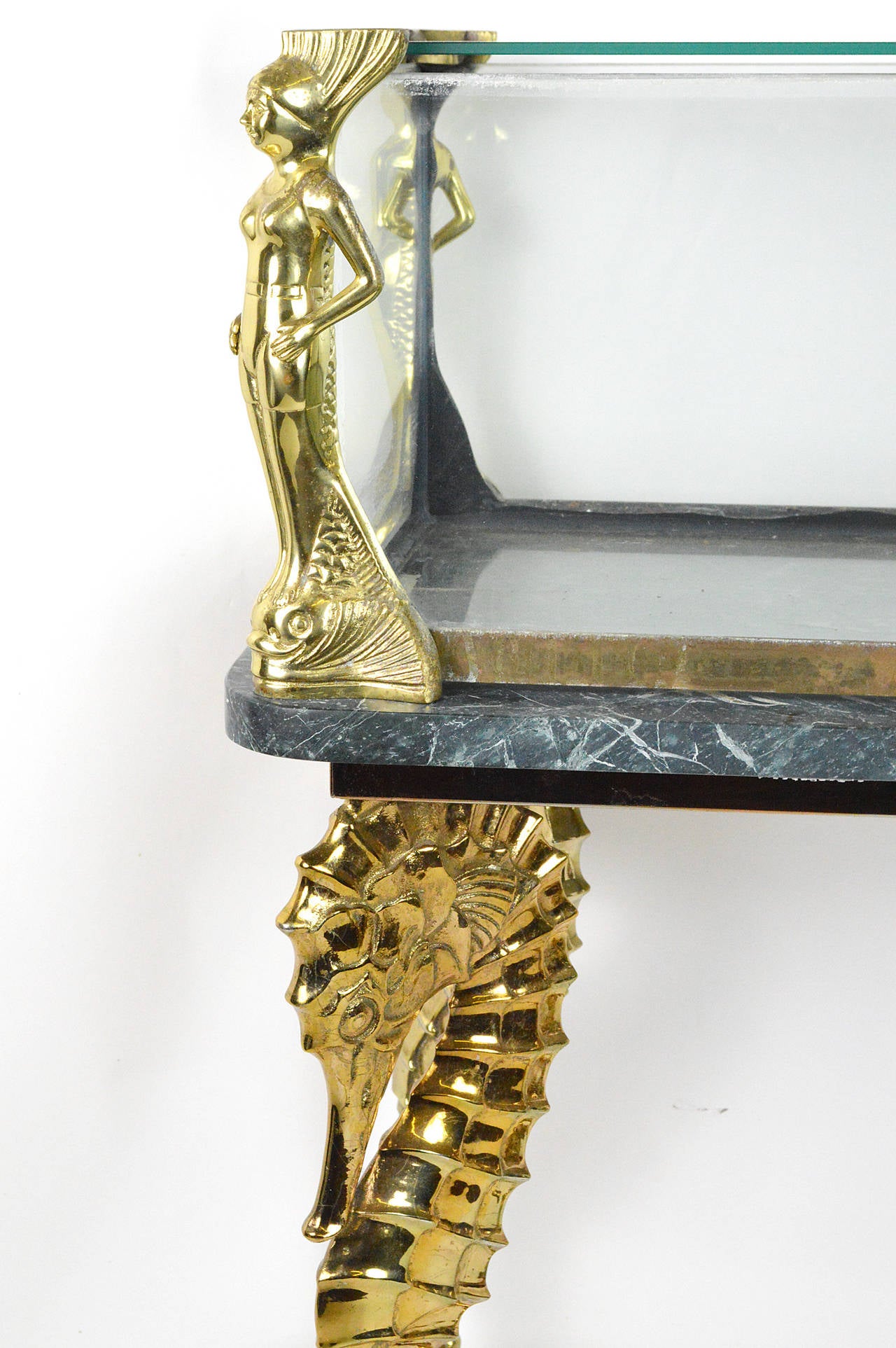Art Deco Style Brass Aquarium with Seahorse Base at 1stDibs