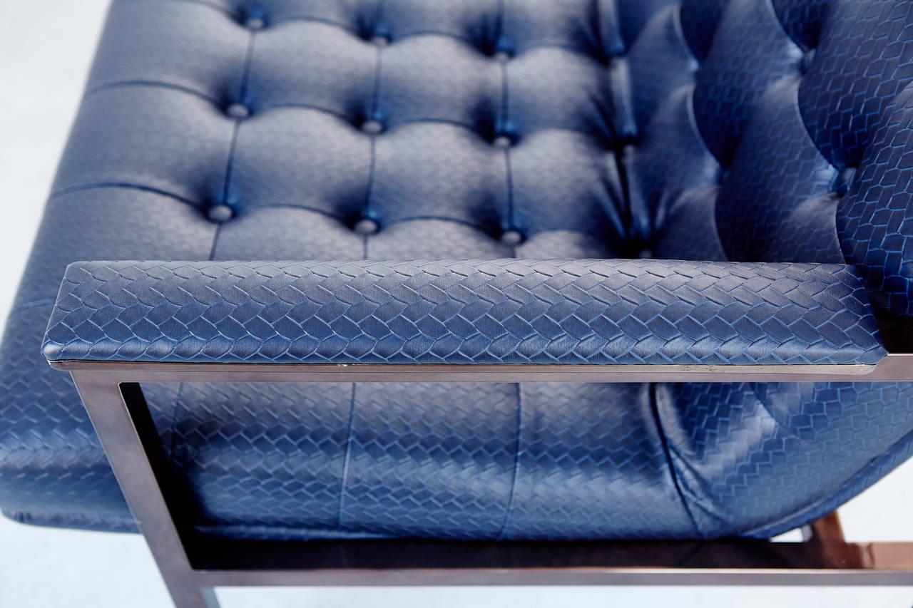Mid-Century Modern Milo Baughman Leather Sofa Newly Upholstered